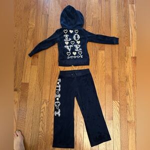 Juicy Couture navy terrycloth track suit with gold Juicy embellishments 4